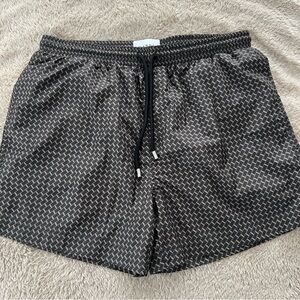Marda Men’s Oia Mid-Length Swim Shorts in Black & Brown | XL